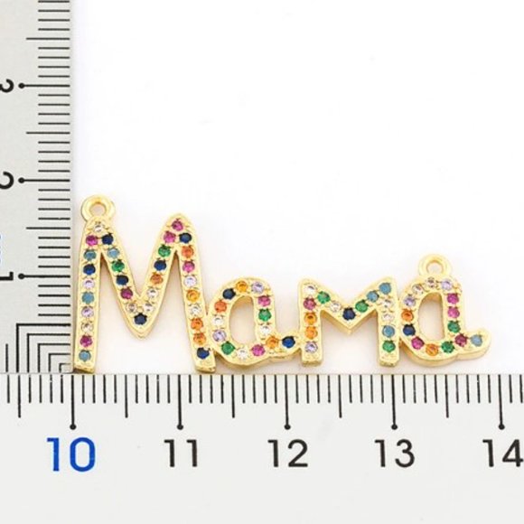 Mama Necklace - Gold Plated Copper & Austrian Crystals - Picture 6 of 12